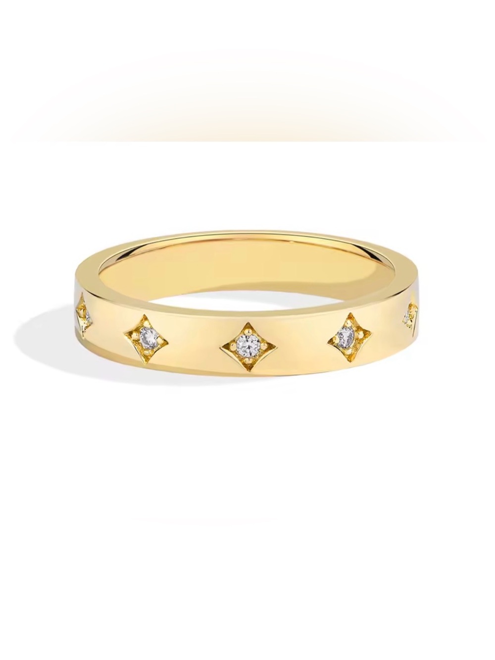 Tarnish Resistant Yellow Gold Star Moissanite Ring
